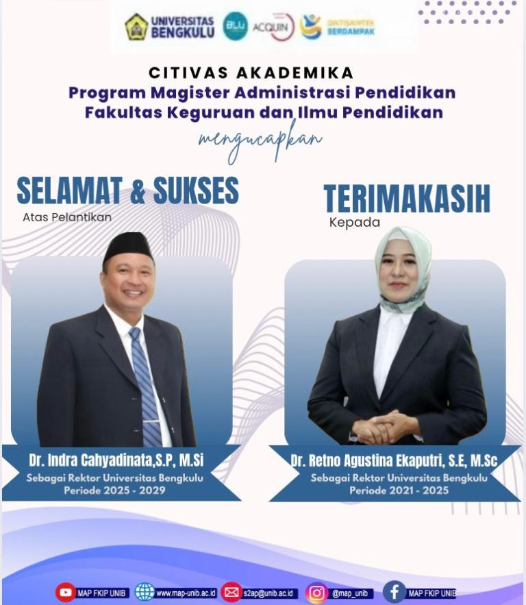 SELAMAT ATAS PELANTIKAN REKTOR BARU UNIVERSITAS BENGKULU 2025-2029